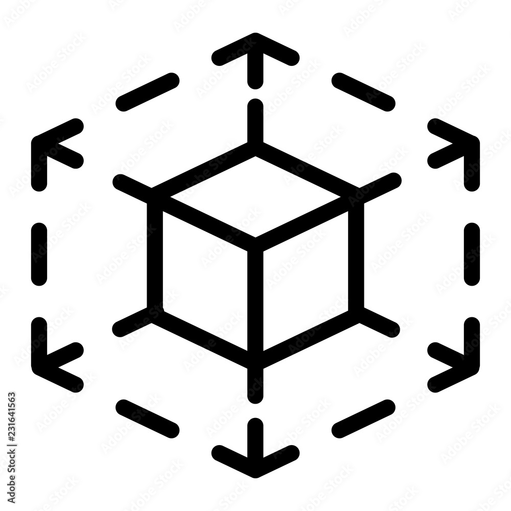 Aufkleber cube space icon. outline cube space vector icon for web design isolated on white background