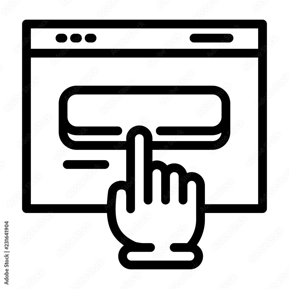 Poster cursor on window icon. outline cursor on window vector icon for web design isolated on white backgro