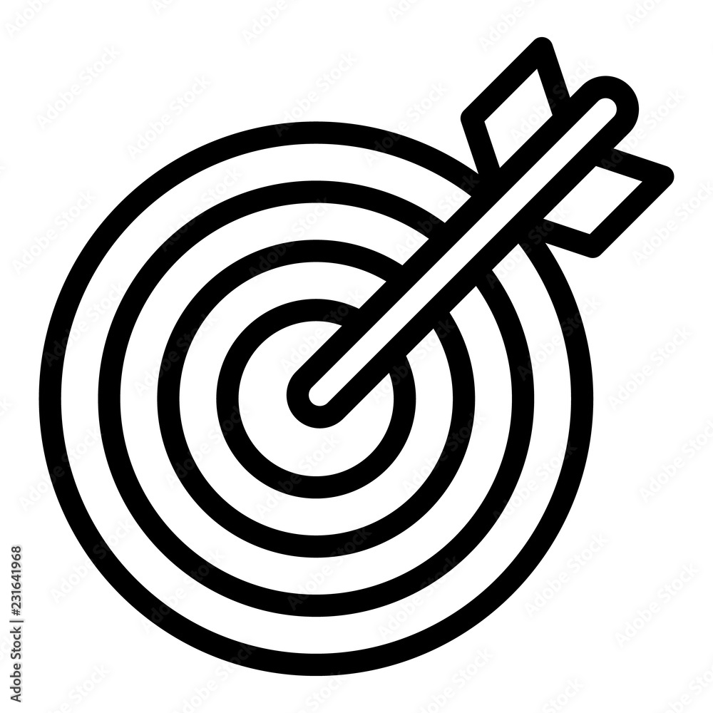 Poster arrow target icon. outline arrow target vector icon for web design isolated on white background