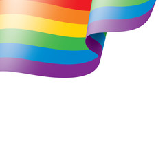 Vector a rainbow flag waving on white background