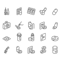 Bottle with recipe, spoon and vitamin perfect drop. Illness illustrations, editable vector and more medicine like spray or medical drugs icons collection.