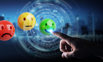 Businessman using customer satisfaction rating 3D rendering