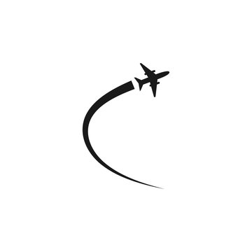 Plane flying graphic design template vector illustration