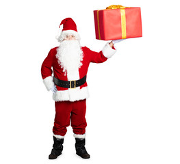 Santa Claus showing the gift box