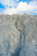 A rocky mountain or pile of fine white stone, which was mined from the mining process