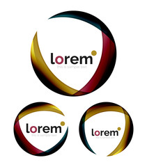 Set of geometric shape convergence logo design templates