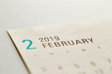 2019 February calendar background 