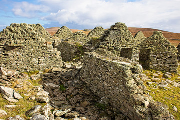 An old crofting hamlet in ruins in a remote part of Bressay, Shetland, Scotland, UK.