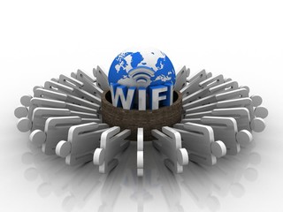 3d illustration Business Network with wifi