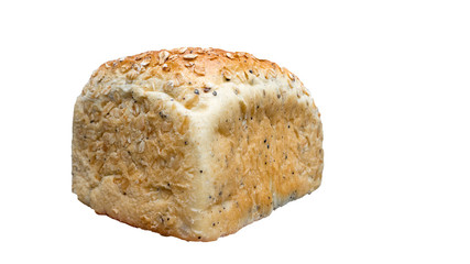 Multigrain front view Loaf white background