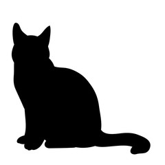 isolated, black silhouette of a cat sitting