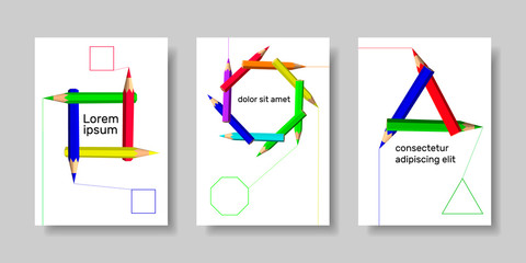 Brochure template set, size A4. Flyer design layout. Vector illustration.