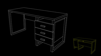 Empty office desk. Vector outline illustration