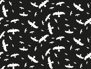 seamless background with flying birds, vector