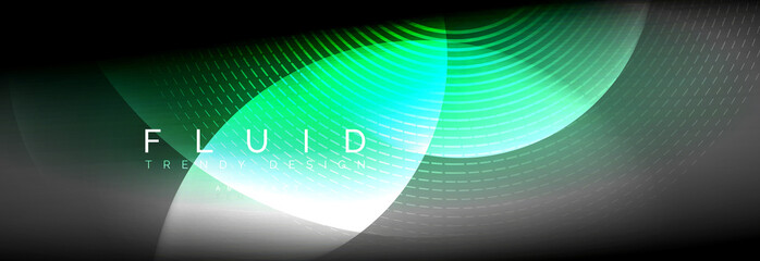 Fototapeta premium Vector blurred neon glowing circles with flowing and liquid light concept, energy magic fantastic abstract background