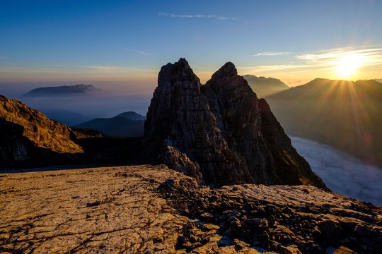 First and second Watzmannkind, Watzmannkar, Watzmann, Berchtesgaden National Park, Berchtesgaden Alps, Schonau am Konigsee, Bavaria, Germany, Europe