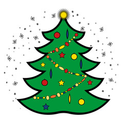 Christmas tree linear style icon.