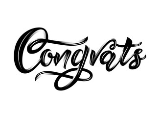 Congrats modern calligraphy hand lettering. Black color. Isolated