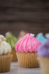 Tasty cupcakes Homemade  muffin  with cream buttercream for birthday, valentine, and christmas holliday