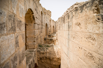 Remains of Roman amphitheater in El Djem Tunisia