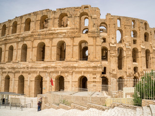 Remains of Roman amphitheater in El Djem Tunisia