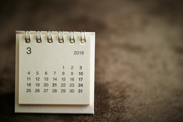 2019 March calendar background 