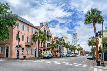 Naklejka premium główna ulica w Charleston w Południowej Karolinie