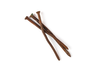 Rusty nail on white background