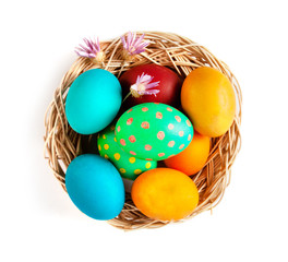 Colorful painted easter eggs