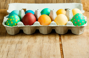 Colorful painted easter eggs
