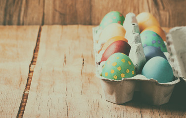 Colorful painted easter eggs