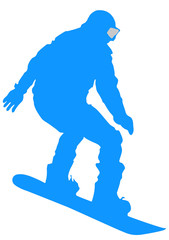 Blue Snowboarder Flat Icon on White Background