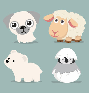 Cute animals Collection in flat design