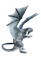3D Rendering Fairy Tale Dragon on White