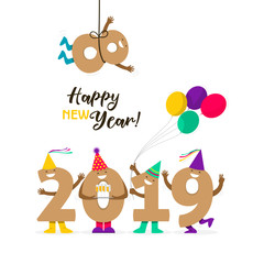 Funny numbers 2019 saying goodbye the last year and celebrating a happy new year