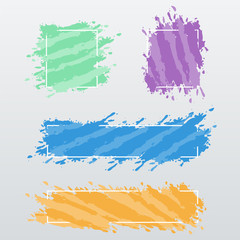 Modern banners, frames of color brush strokes, vector set