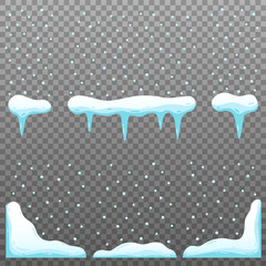 Set of vector snowdrift, cartoon snow element decor pattern