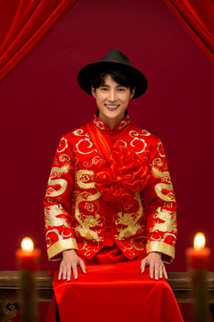 The groom wore ancient costume