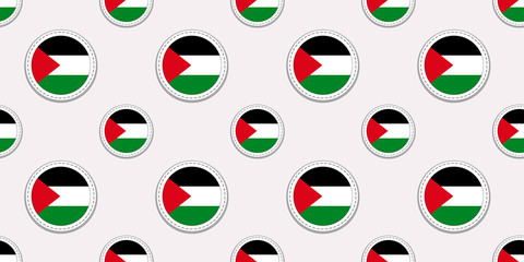 Palestine round flag seamless pattern. Palestinian background. Vector circle icons. Geometric symbols. patriotic wallpaper.