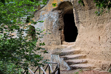 Old Etruscan cave near Sorano in Tuscany