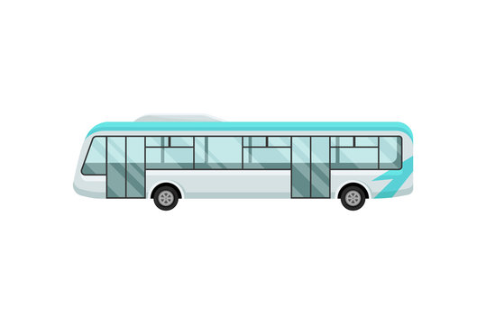 Airport Shuttle Bus. Large Comfortable Vehicle For Passengers. Transportation Theme. Flat Vector For Mobile App Or Web Site