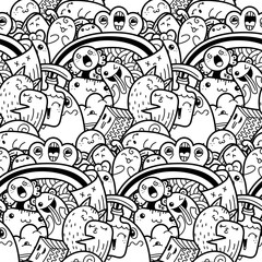 7291850 Funny doodle monsters seamless pattern for prints, designs and coloring books