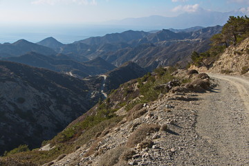 Landscape at the trail from Olympos to Forokli on Karpathos in Greece

