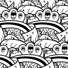 7291853 Funny doodle monsters seamless pattern for prints, designs and coloring books
