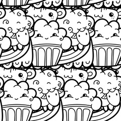 7291856 Funny doodle monsters seamless pattern for prints, designs and coloring books