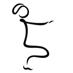 Sports exercises, black logo, woman performs squats