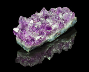 Natural amethyst druze on a black background