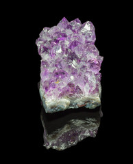 Natural amethyst druze on a black background