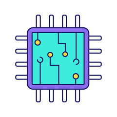 Computer chip color icon