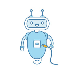 Chatbot with USB cable color icon
